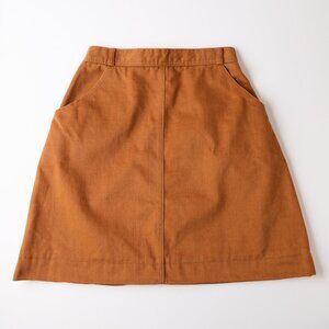 Vtg 70s Bronson of California Utility Mini Skirt Brown Pockets A-Line Mod XS